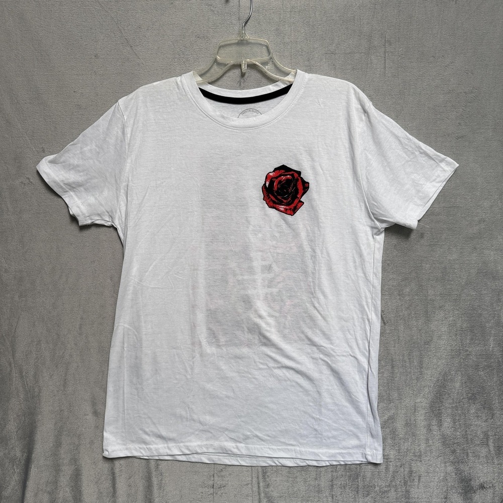 Dikotomy Shirt Mens Large White Rose Savage Life Kanji Graphic Tee Streetwear‎